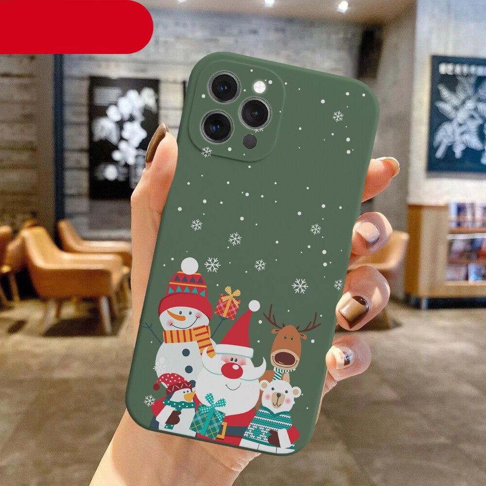 Christmas Pattern Design Red Silicone Phone Cover Anti-Scratch Soft Slim Bumper Shockproof Protective Case Shockproof Phone Case For iPhone 13 14 Pro Max Merry Christmas Candy Silicone Bumper Cover Stevvex