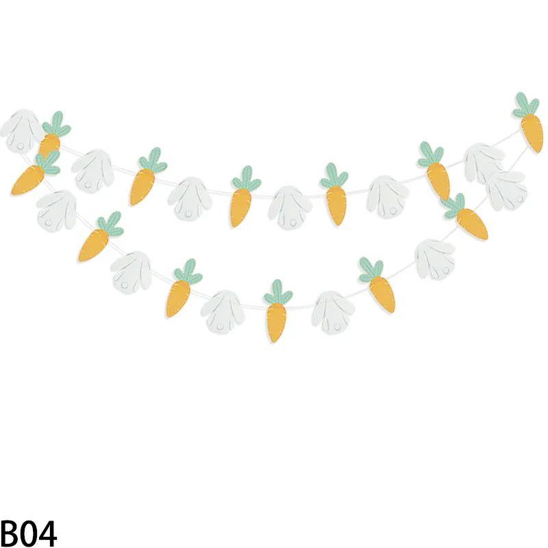 3M Happy Easter Banner Rabbit Carrot Egg Cartoon Bunny Garland Wall Hanging Bunting Flag Easter Party Decoration For Home Lootquake LLC