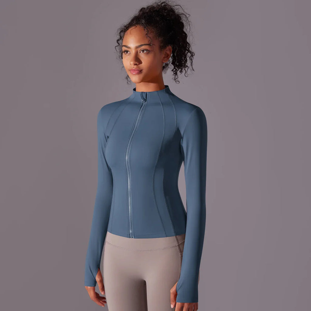 Women's Full Zip Yoga Top With Thumbholes - SJB-DIAMOND ELITES