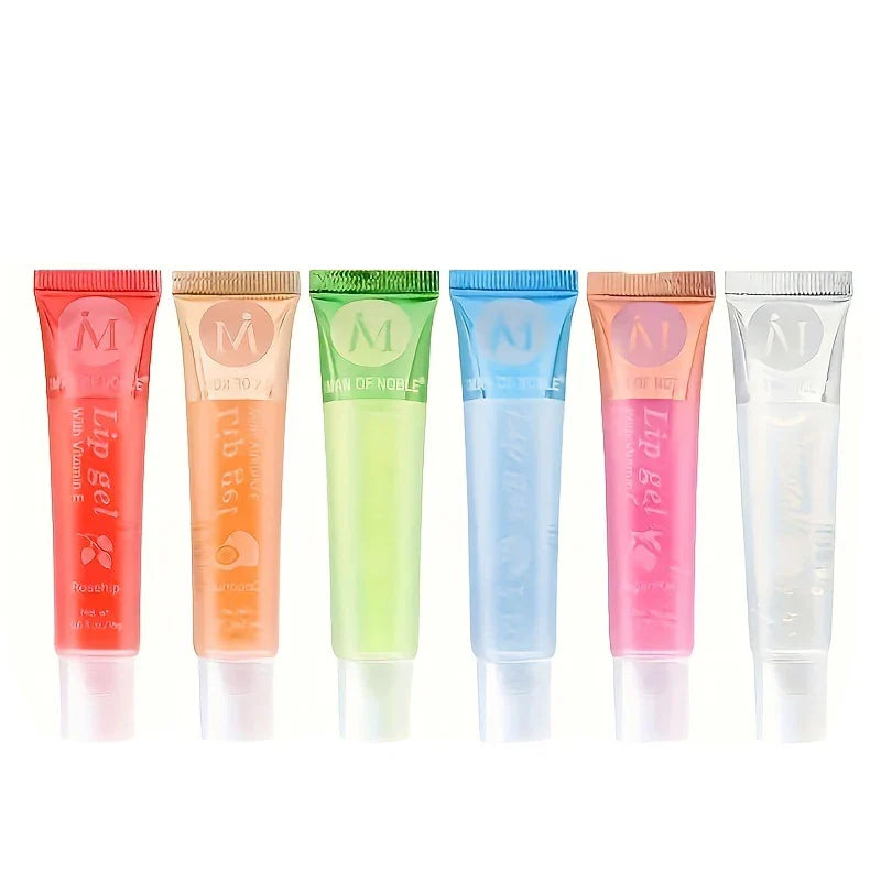 6pcs Fruit Moisturizing Lip Gloss Oil,Transparent Lipstick,Ve, Rosehip,Argan,Peppermintaloe,Coconut Flavor Lip Gel,Long Lasting Lootquake LLC