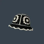 Handmade Knitted Bucket Hat - Cotton Boho Print - All-Season Stretchy Fit