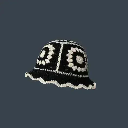 Handmade Knitted Bucket Hat - Cotton Boho Print - All-Season Stretchy Fit