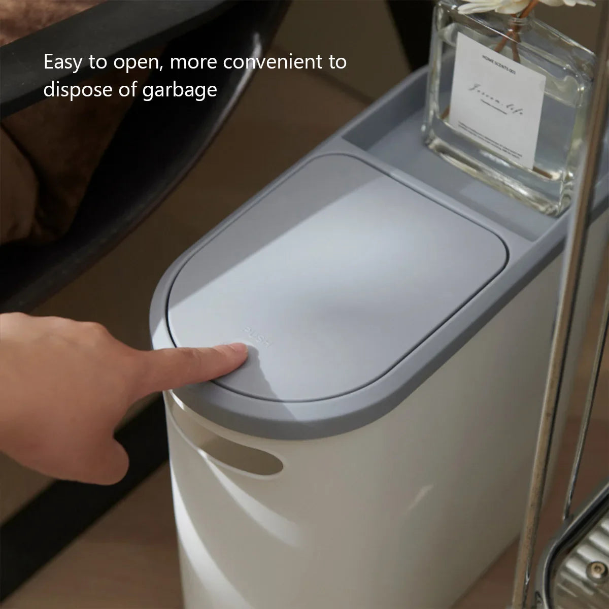 Bathroom Trash Can Large Capacity Household Creative Gap Bin Press Type Garbage Can with Lid Plastic Basket Kitchen Garbage Bin Lootquake LLC