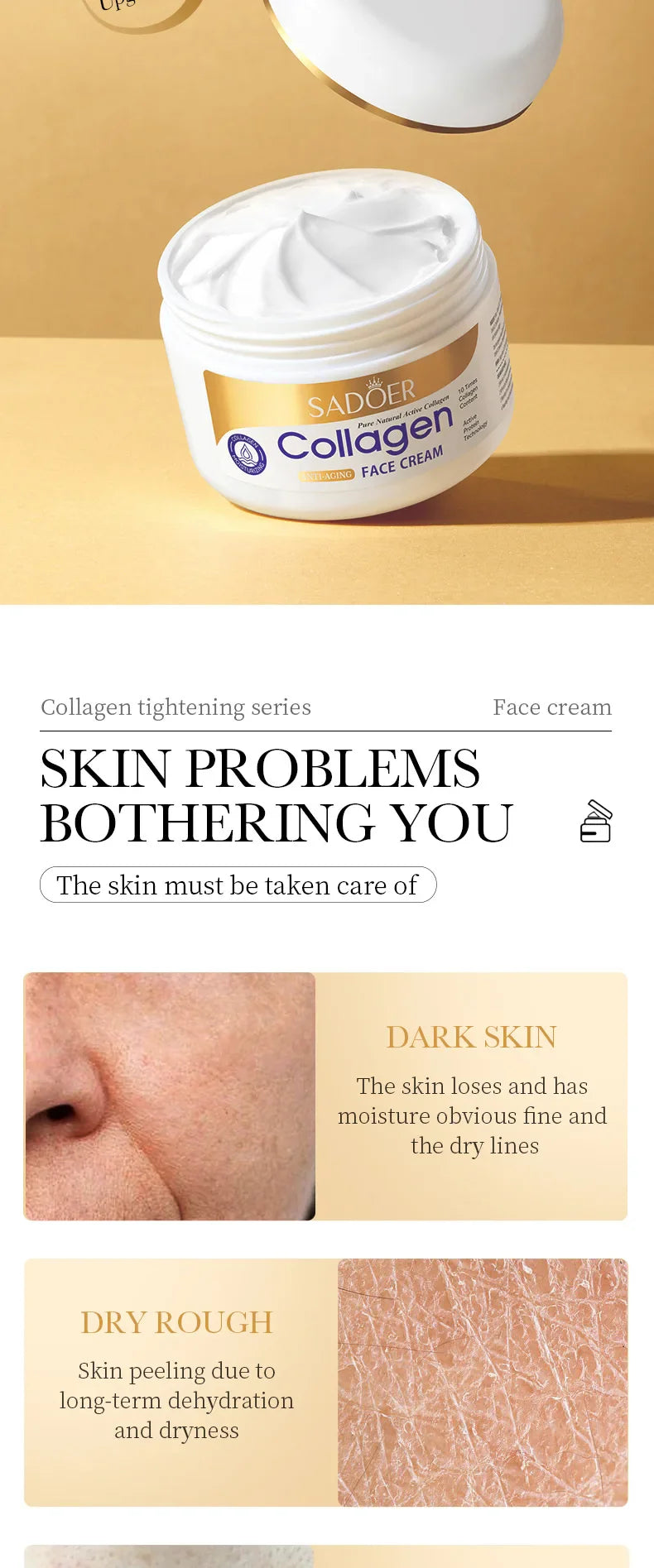 SADOER Collagen Firming Face Cream sknicare Moisturizing Hydrating Face Creams Faical Cream Beauty Face Skin Care Products Lootquake LLC