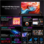 Teclast T65 Max 13 Inch Tablet Android 14 Mediatek Helio G99 (8Gb+12Gb Expansion) 20Gb Ram 256Gb Rom 10000Mah Battery Dual Sim 4g Lte 1920X1200 Gps Widevine L1 for Netflix Lootquake LLC