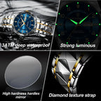 POEDAGAR Luxury Business Men's Wristwatch Stainless Steel Date Week Man Watch Waterproof Luminous Fashion Quartz Watches For Men