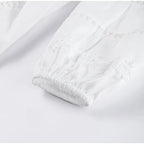 Elegant Lace Patchwork Hollow Out Dress Women Solid V-neck Long Lantern Sleeve Loose Dresses 2025 Spring Vacation Lady Robes