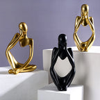 3pcs Thinker Statue Collectible Resin Abstract Art Sculpture Desktop Ornaments Christmas Gifts Home Decor for Office Study Shelf