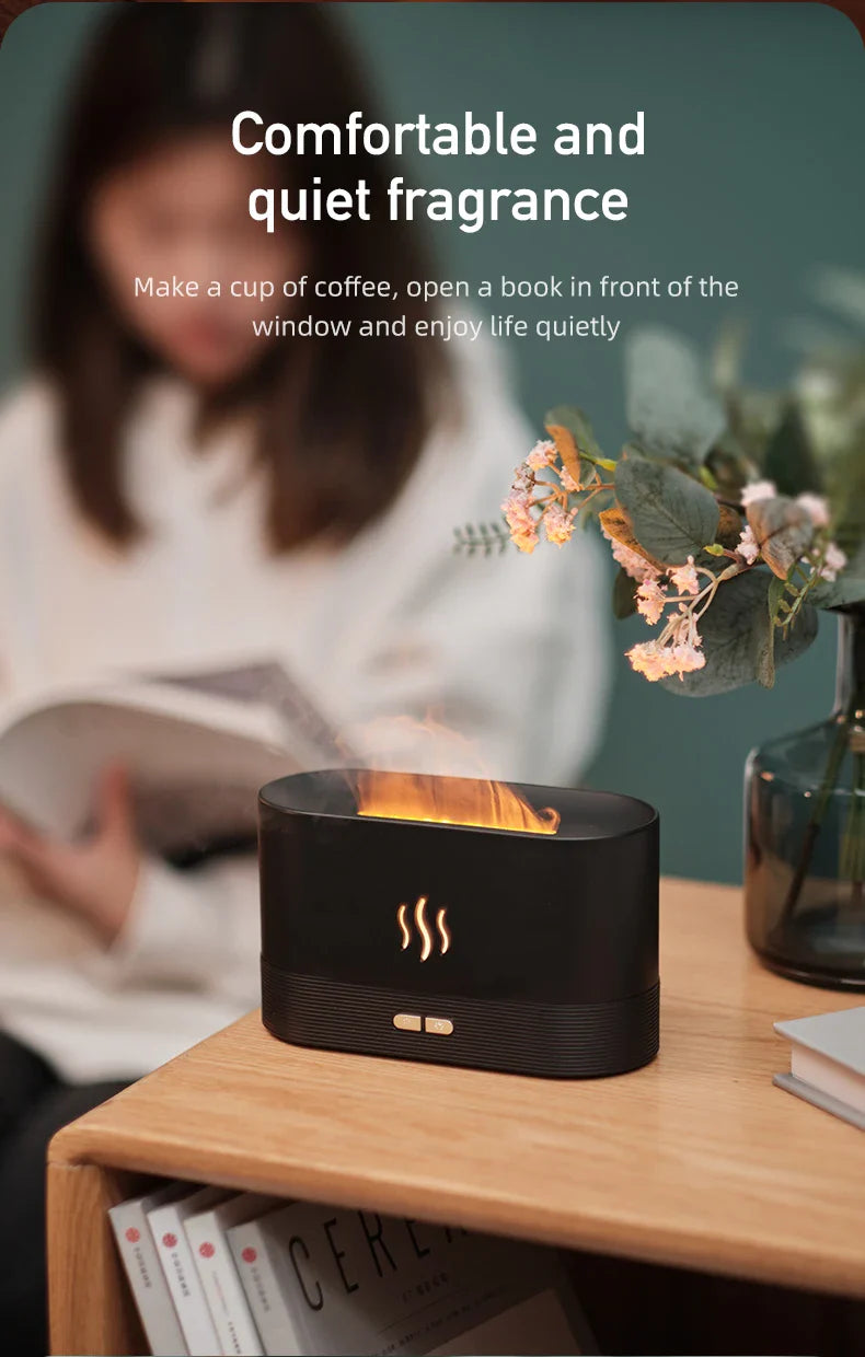 Aroma Diffuser Air Humidifier Ultrasonic Cool Mist Maker With LED Lighting Simulation Colorful Flame Fragrance Machine Lootquake LLC