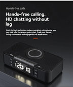 Portable Bluetooth Speaker with Wireless Charging Atmosphere Light Clock Alarm Function Double Speaker USB Charging Lootquake LLC