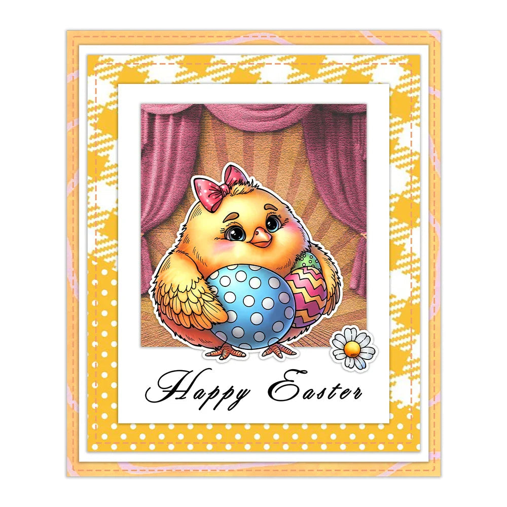 Mangocraft Easter Cartoon Chickens Cutting Dies Clear Stamp DIY Scrapbooking Metal Dies Silicone Stamp For Cards Albums Decor Lootquake LLC