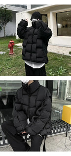2023 Korean Fashion Thick Winter Jacket Men Parkas Jacket Men Outwear Coats Solid Stand Collar Windbreaker Cotton Padded Jacket