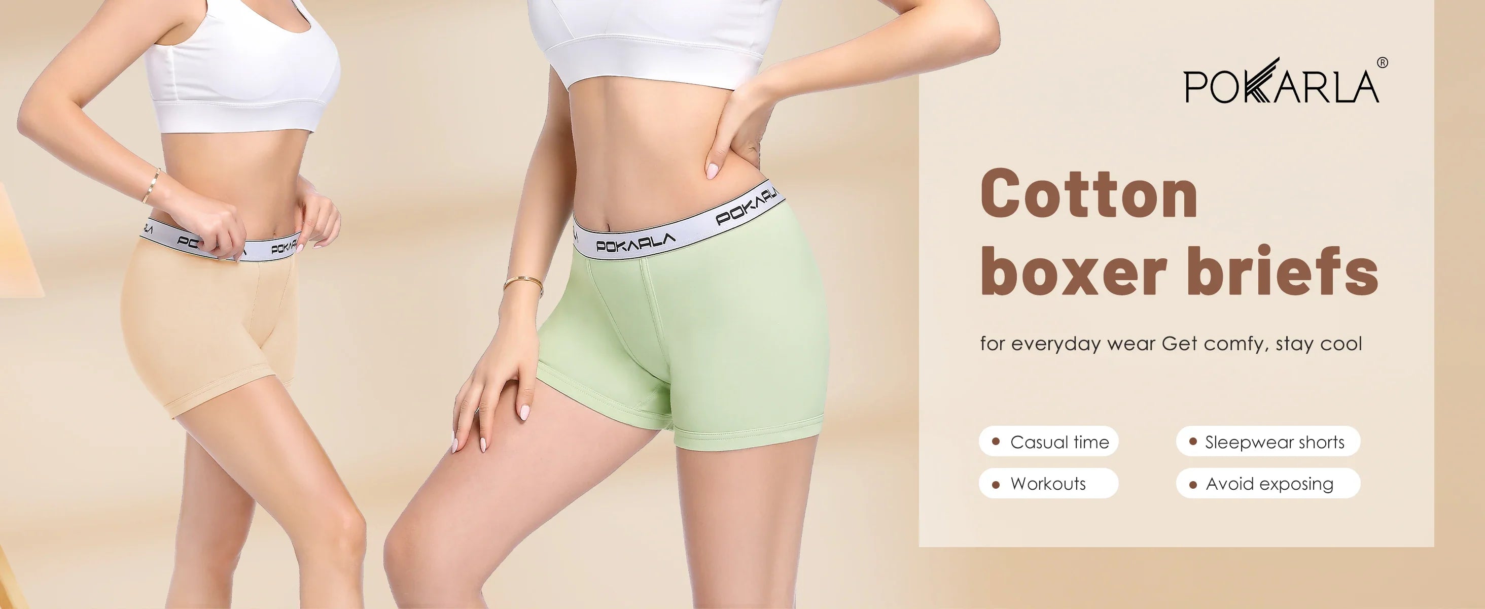 POKARLA 4PCS Women’s Cotton Boxer Underwear Ladies Soft Safety Panties Female Breathable Inseam Briefs Set Boy Shorts Plus Size Lootquake LLC