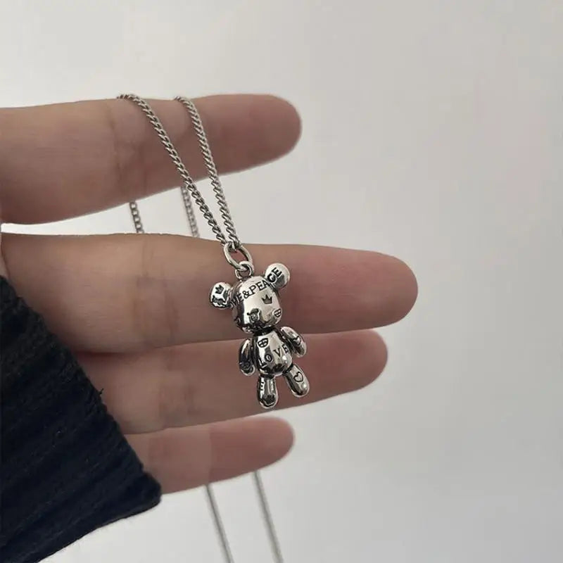 Fashion Trend Engraved Alphabet Bear Pendant Cute Animal Necklace Mens Womens Charm Hip Hop Party Street Jewelry Gifts Lootquake LLC