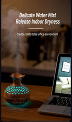 USB Hollow Wood Grain Humidifier Aroma Diffuser Atomizer Household Humidifier Hydrating Instrument Desktop Humidifier Lootquake LLC