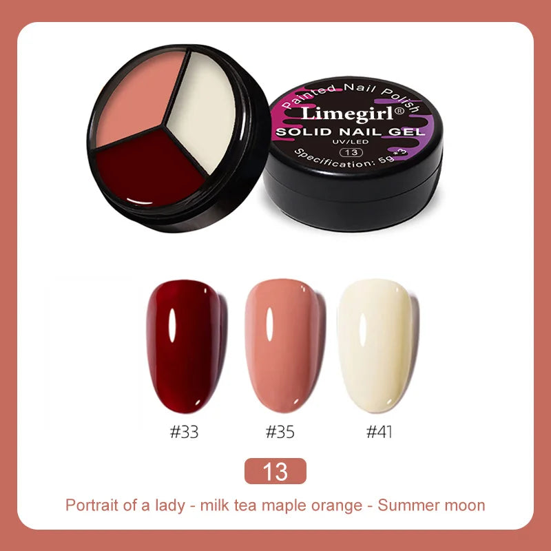 LIMEGIRL Solid Nail Art Gel Polish 15g 3 Colors Cream Soft Gel Polish for Nail Art Beginner DIY Design  Home/Salon Manicure Gift Lootquake LLC