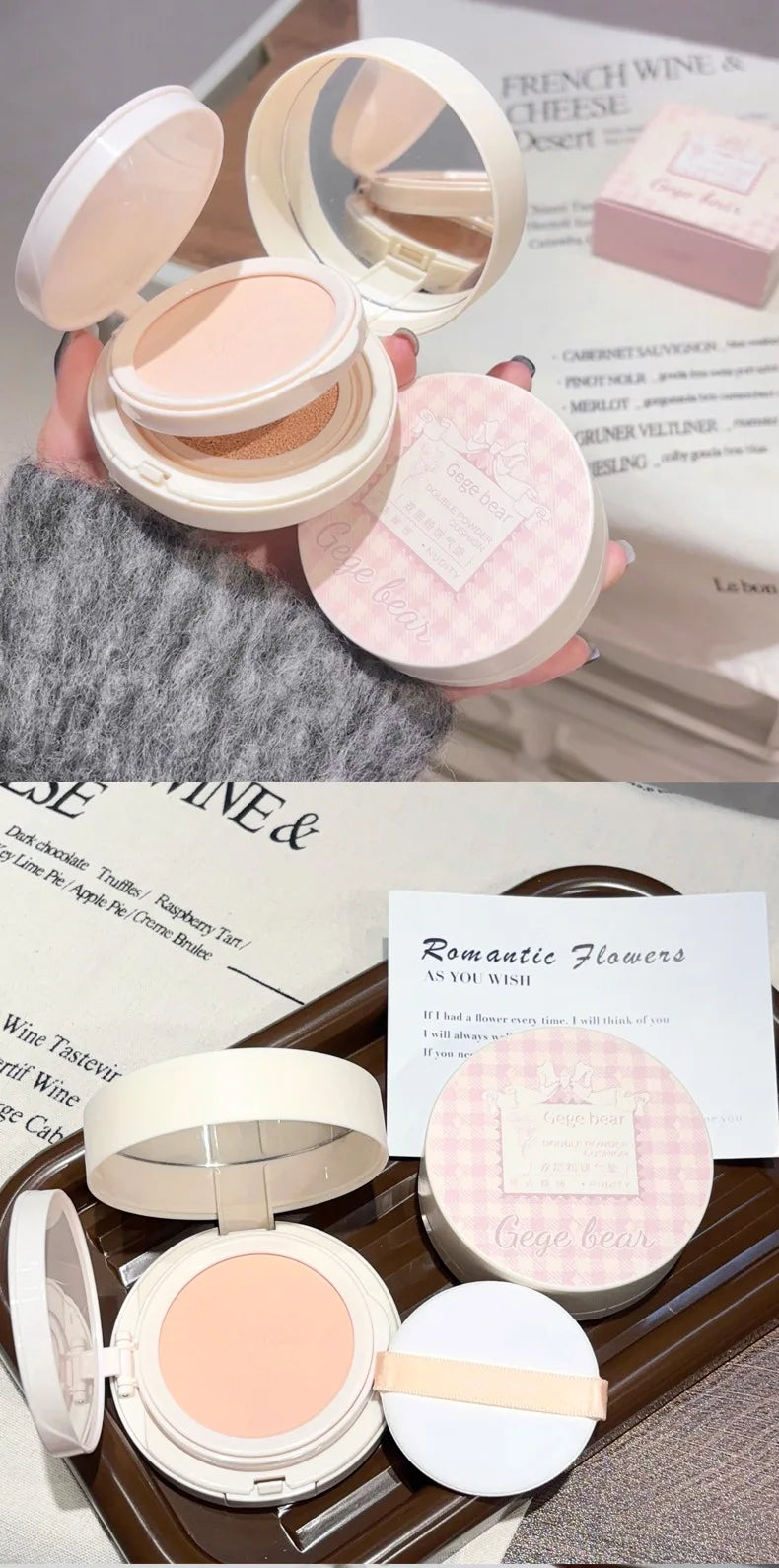 Matte Face Pressed Powder Oil Control Natural Full Coverage Moisturizing Whitening Foundation Cream Base Makeup 2 In 1 Cosmetic Lootquake LLC