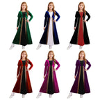 Girls Velvet Medieval Princess Dress Long Sleeve Renaissance Retro Robe Ancient Roman Long Dress for Halloween Carnival Party