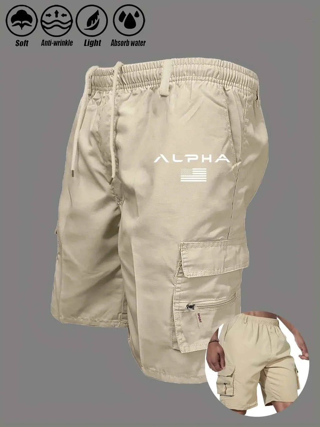 American Flag Eagle Cargo Shorts - Multi-Pocket THRIXINE