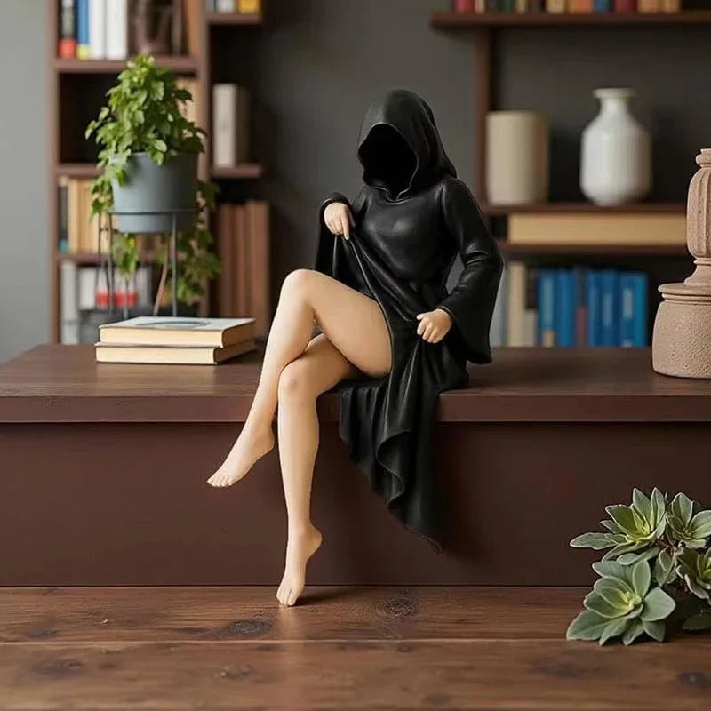 Women Statue Masked Women Desktop Ornament Mysterious Lady Statue for Desk Room Fireplace Shelf Mantel Table Entryway Lootquake LLC