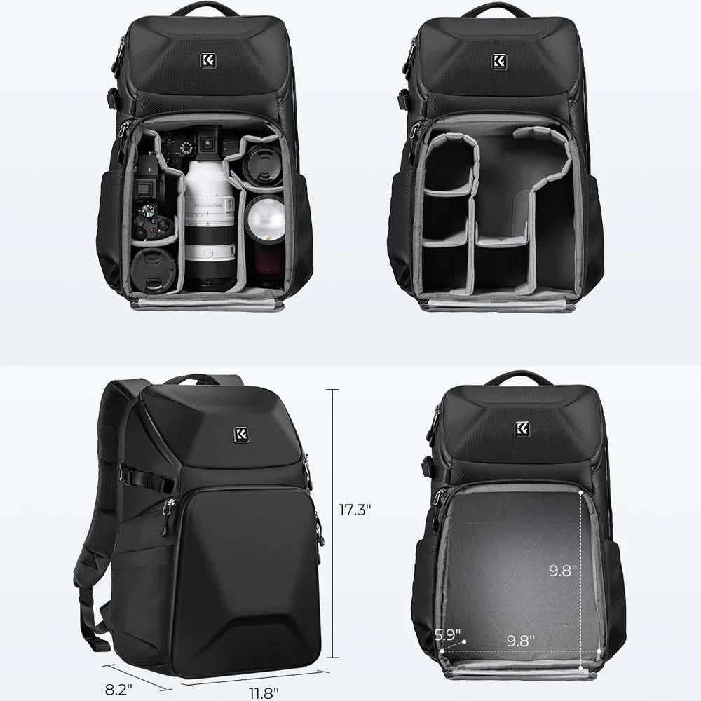 K&F Concept Outdoor Sports Camera Backpack 20L Waterproof Front HardShell Camera Bag For DSLR Camera/15.6" Laptop/Tripod Holder Lootquake LLC