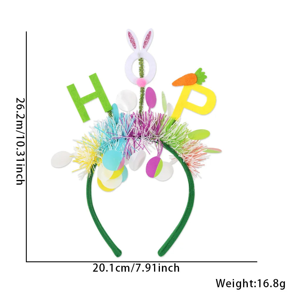 Easter Rabbit Headband with Colorful Egg Strip And Button Holiday Party Accessory Egg Chick Headdress for Easter Celebrations Lootquake LLC