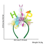 Easter Rabbit Headband with Colorful Egg Strip And Button Holiday Party Accessory Egg Chick Headdress for Easter Celebrations Lootquake LLC