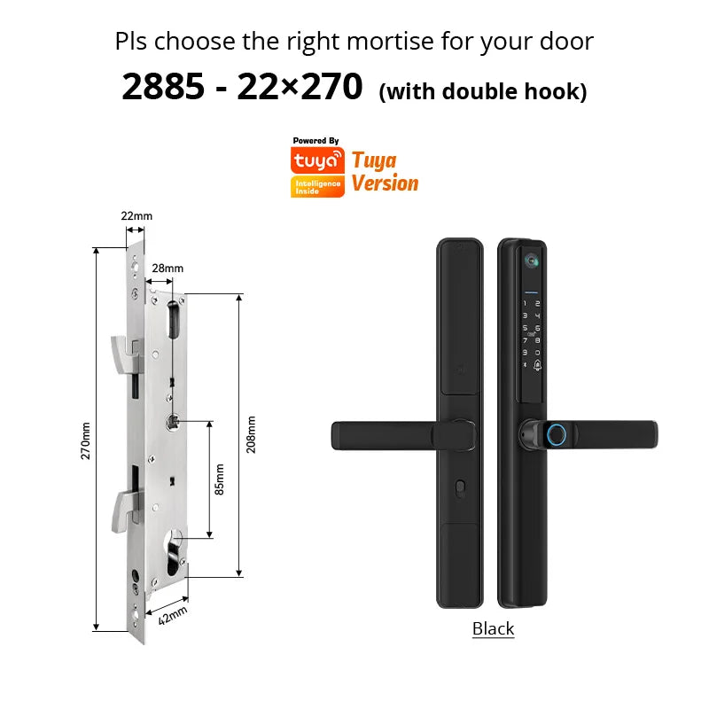 Waterproof Camera Outdoor Fingerprint TUYA WIFI APP RFID Card Code Keyless Smart Electronic Door Lock Aluminum/Glass Sliding