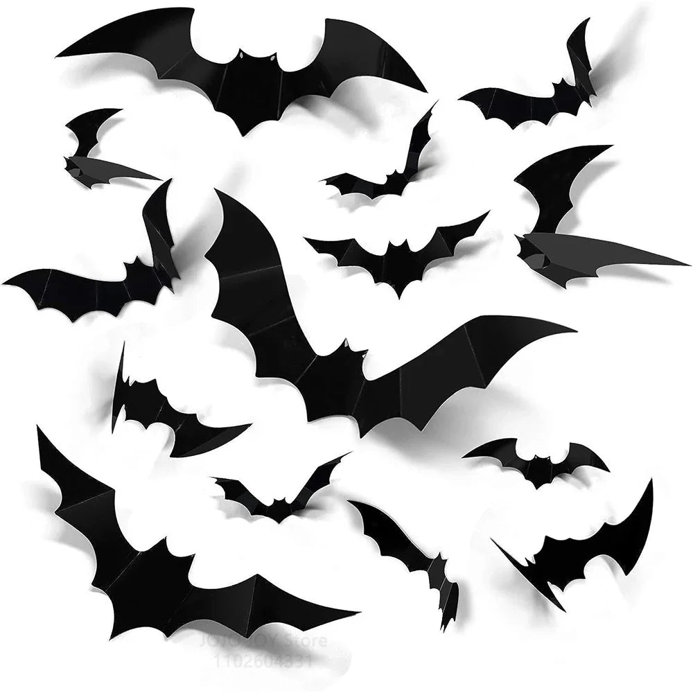 Halloween Decoration 3D Black PVC Bat Halloween Party DIY Decor Wall Sticker Bar Room Halloween Party Scary Decos Props Lootquake LLC