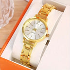 2pcs Set Watch Luxury Women Simple Dial Hollow Strap Fashion Gold Bracelet Quartz Wristwatch Student Ladies Watches Reloj Mujer