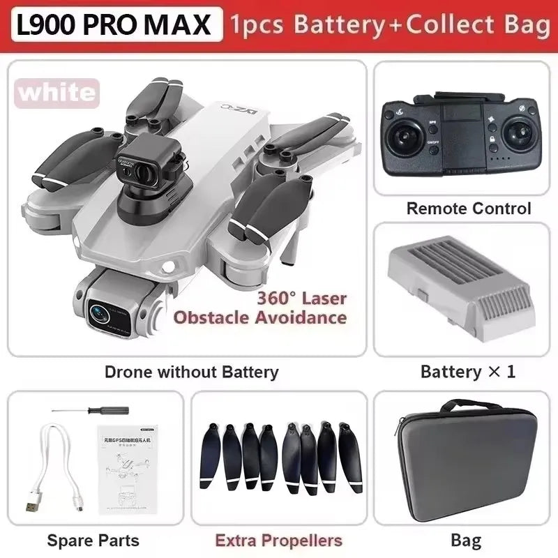 L900 Pro MAX GPS Drone 4K Professional HD Dual Camera 5G Wifi 360° Obstacle Avoidance Brushless Foldable Quadcopter RC Drone Toy