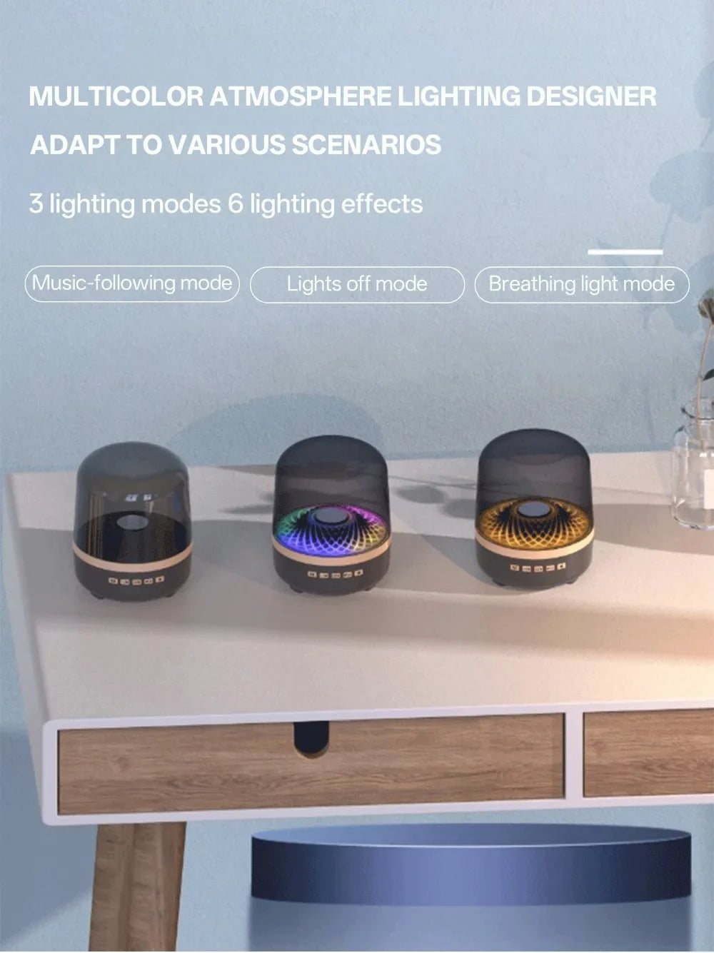 Portable Bluetooth 5.3 Breathing Lamp Speakers 3D Hi-Fi  Audio Subwoofer Outdoor Loudspeaker Music Surround Bass Box Speaker Lootquake LLC