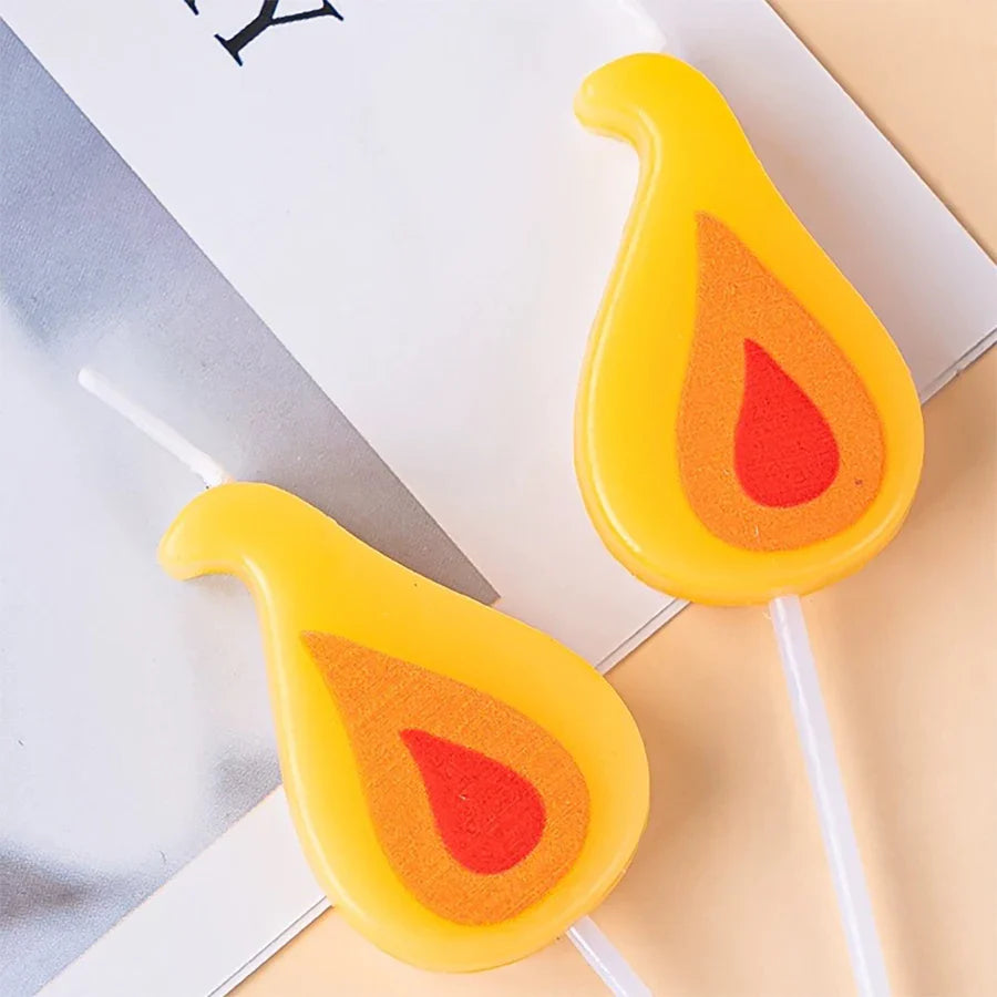 Yellow Flame Cake Candle Retro Cartoon Flame Candle Birthday Candle Internet Celebrity Christmas Decoration Lootquake LLC