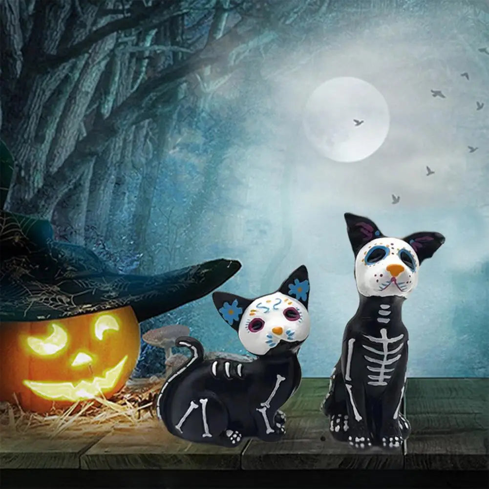 Halloween Home Decorations Dog Cat Ornament Spooky Halloween Haunted House Decor Ghost Cat Dog Ornament Sculpture for Home Lootquake LLC