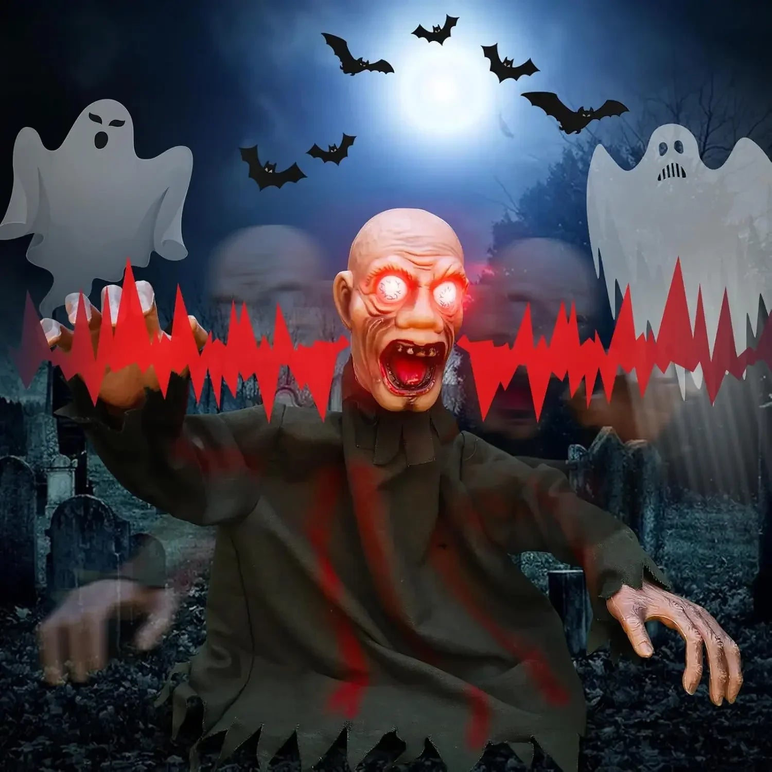 Halloween Decorations Outdoor Scary Realistic Groundbreaker Zombie Props with LED Glowing Eyes for Graveyard Outdoor Decor Lootquake LLC