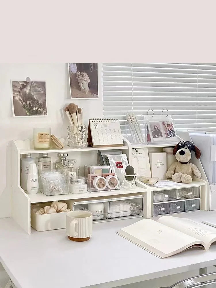 INS Stationery Desk Organizer Stackable Desktop Storage Box Clear Plastic Office Supplies Jewelry Storage Case for Books Sundry Lootquake LLC