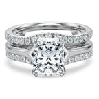 DEZO 4.05cttw All Moissanite S925 Silver Wedding Ring Sets for Women Main Stone 3ct Radiant Cut D Color GRA Certificate