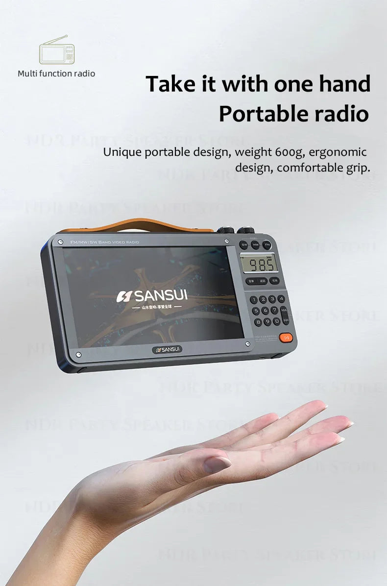 SANSUI Wireless Bluetooth Speakers Home Full-band Radio LED HD Video Player Portable MP4 Walkman Built-in Rechargeable Battery Lootquake LLC