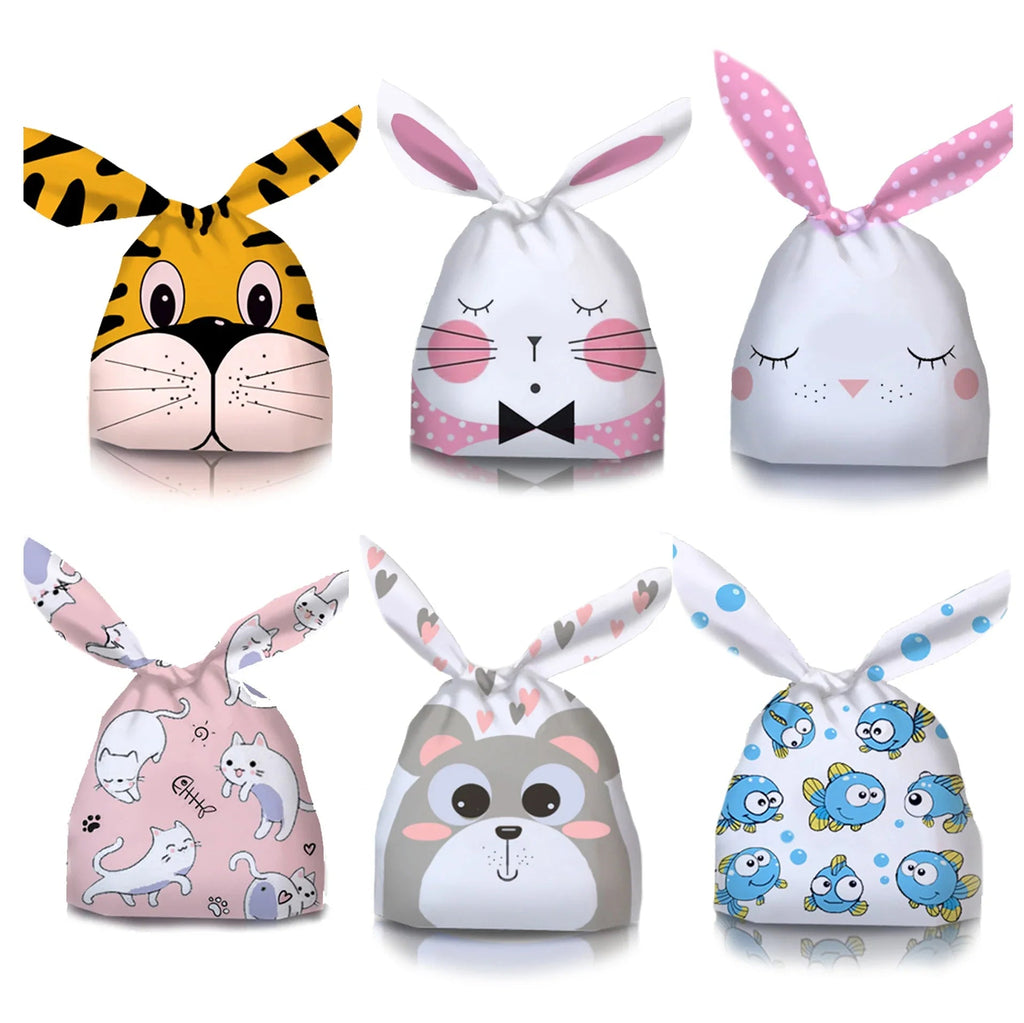 50Pcs Easter Rabbit Ear Bags Cookie Candy Gift Plastic Bags Pouch Baking Packaging for Biscuits Easter Decoration 2024 Birthday Lootquake LLC