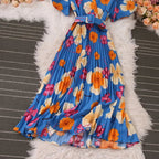 Women Dress Fashion Vintage Ins Bandage Slim Waist A-line Long Dress Vacation Beach Summer Outfits Lady Robe Femme Lootquake LLC