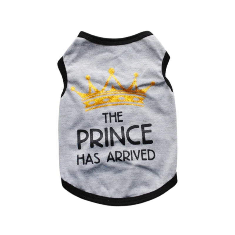 Summer Pet T-shirt Puppy Dog Clothes Crown Princess Letter Printed Cat Vest Cotton T Shirt Pug Chihuahua Costumes for Small Dogs