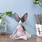 Cat Figurine Sphynx Meditation Statue Yoga Animal Cat Meditate Art Sculpture Micro Decoration Garden Home Office Ornament