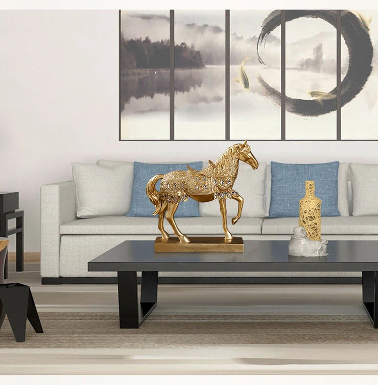 Resin Horse Sculpture, Animal Statue, European Style, Souvenir Gift, Living Room, Office, Study, Desktop Decoration, Gifts