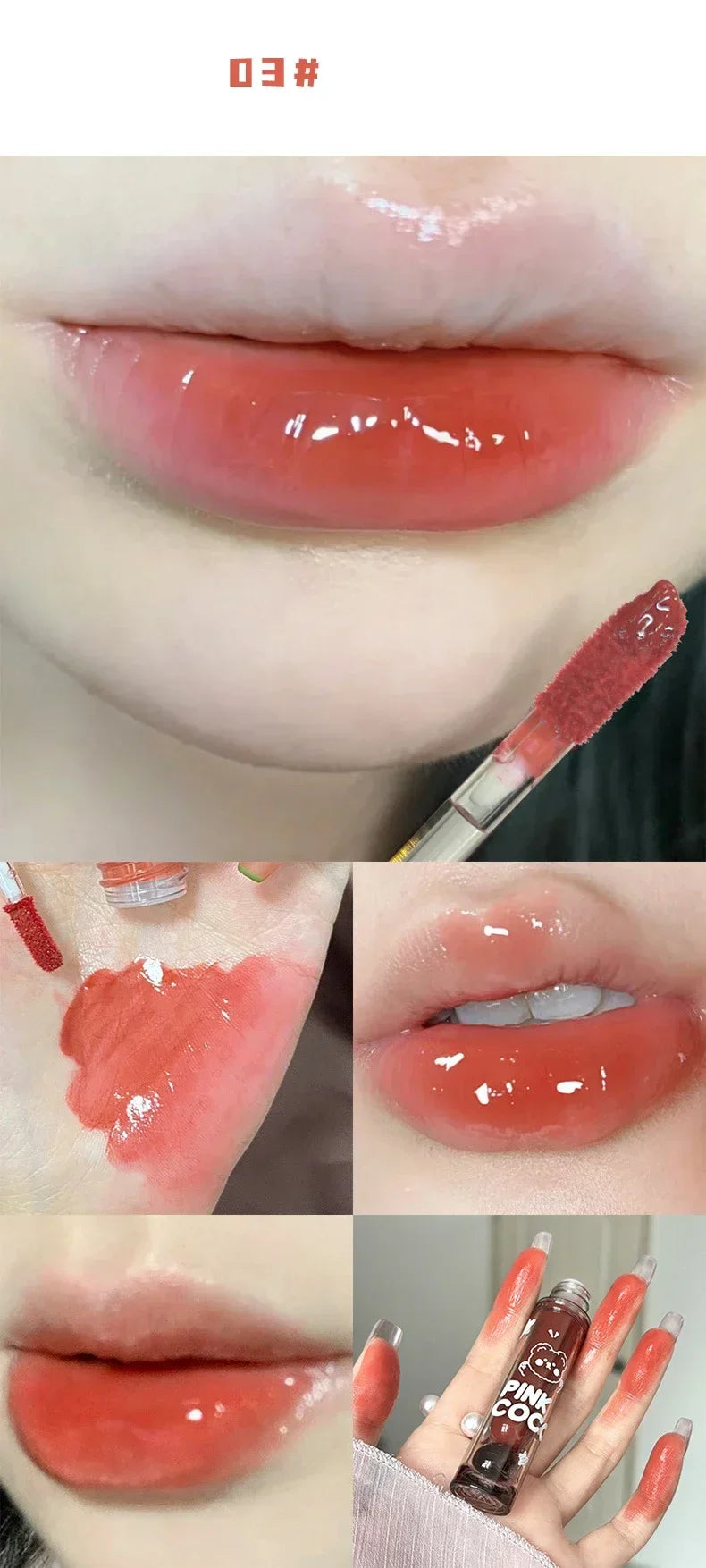 Dark Red Brown Mirror Lip Glaze Water Light Moisturizing Non-stick Cup Highly Pigmented Red Liquid Lipstick Lips Makeup Cosmetic Lootquake LLC