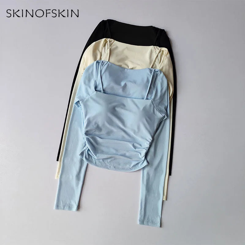 Mesh-Splice Slim Fit Yoga Top THRIXINE