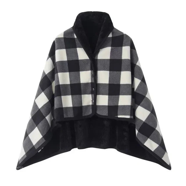 Thick Plaid Blanket Warm Winter Wearable Blanket Adults Office Travel Soft Fleece Throw Blankets With Button Home Shawl Lootquake LLC