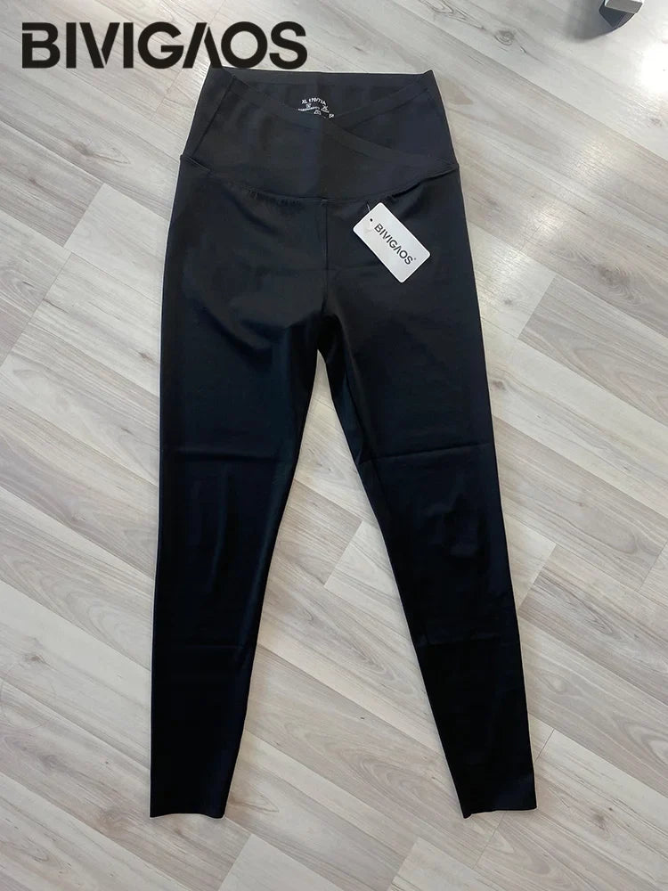 V-Lift Sharkskin High-Waist Leggings - SJB-DIAMOND ELITES
