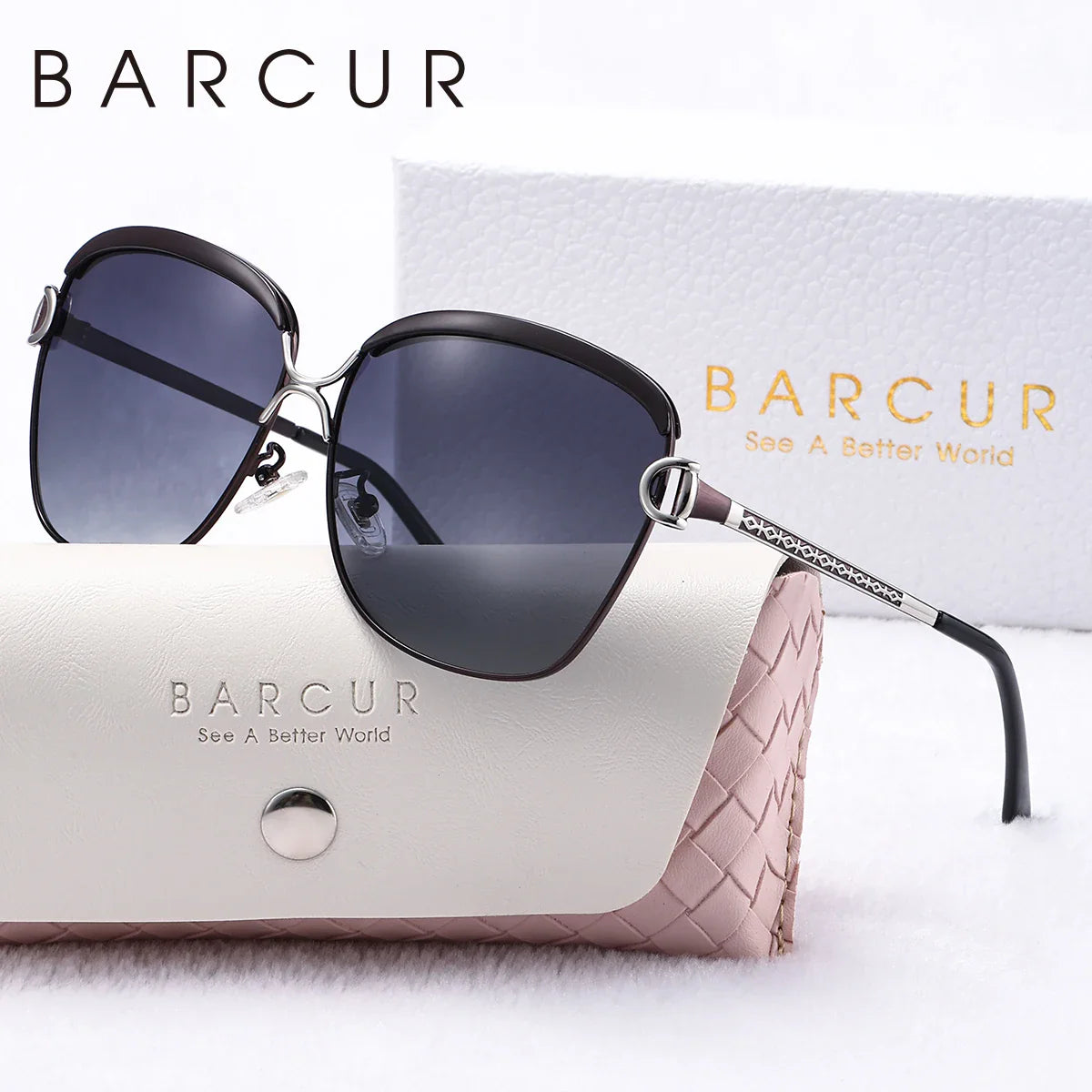 BARCUR Sunglasses Women’s Fashion Polarized Metal Frame Sunglasses UV400 Protection Multi-Color Options Trendy Square Sunglasses with Exquisite White Gift Box for Summer Parties Travel & Outdoor Events Stevvex