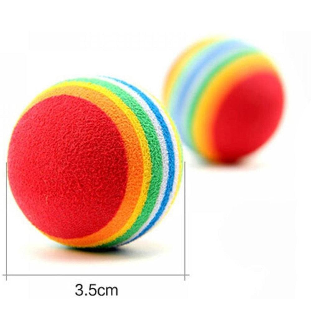 10pcs Cat Toy Balls Interactive for Indoor Cat Red Rainbow Soft Foam Puppies Toy Balls Activity Chase Quiet Play Sponge Ball  Toy Balls for Dog Puppies Kittens Stevvex