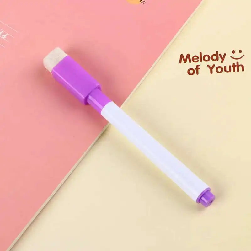 8 Pcs Lytwtw's Whiteboard Pen Creative With Brush Water-based Small Erasable Pen School Office Supplies White Board Marker Lootquake LLC